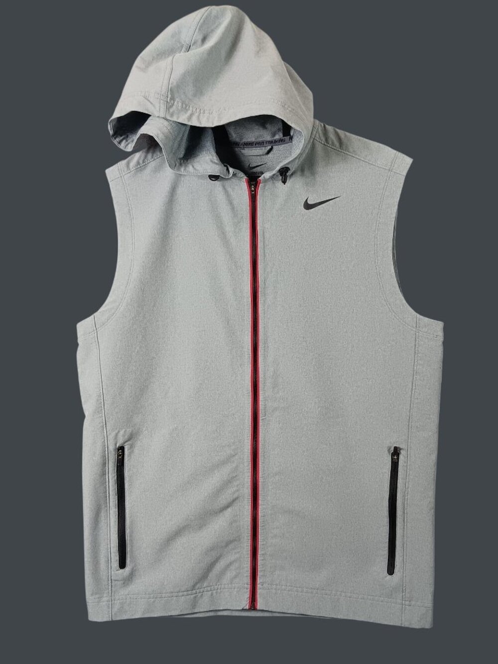 Nike Pro Sweatless Training Vest Hooded Mens Medium Gray Gym Running Athleisure